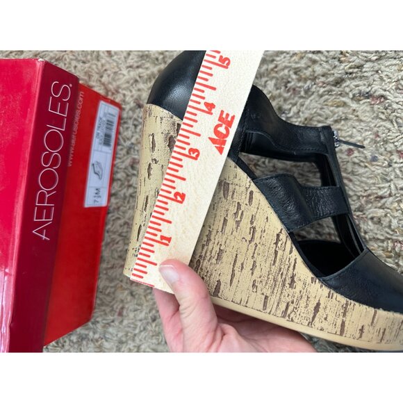 Aerosoles Ontrack Black Leather High Heels Womans 7.5 with Heel rest - Picture 7 of 9